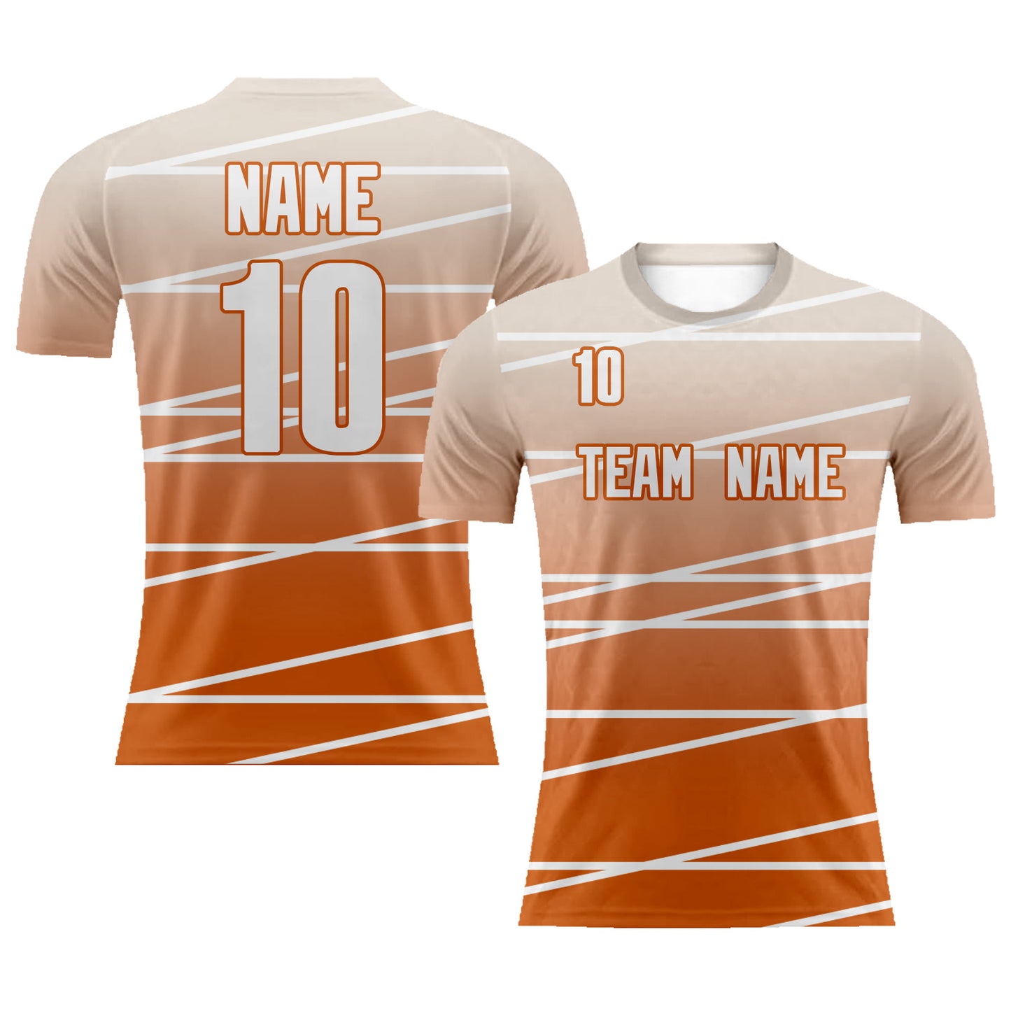 Custom Gradient Orange Striped Sublimation Soccer Uniform Jersey