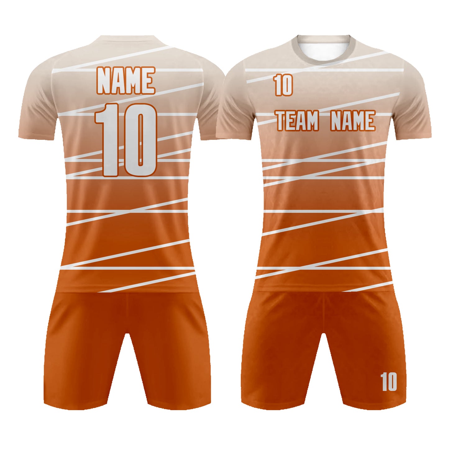 Custom Gradient Orange Striped Sublimation Soccer Uniform Jersey