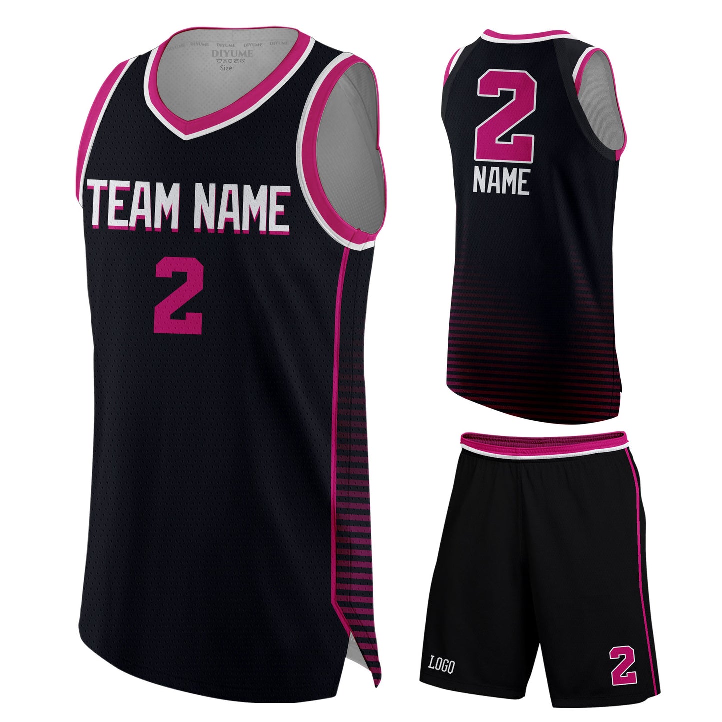 Custom Men's Stripe Printed Basketball Jersey & Shorts