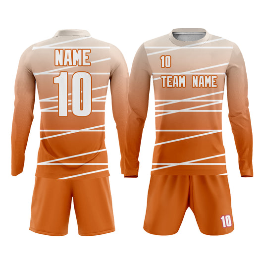 Custom Gradient Orange Striped Sublimation Soccer Uniform Jersey