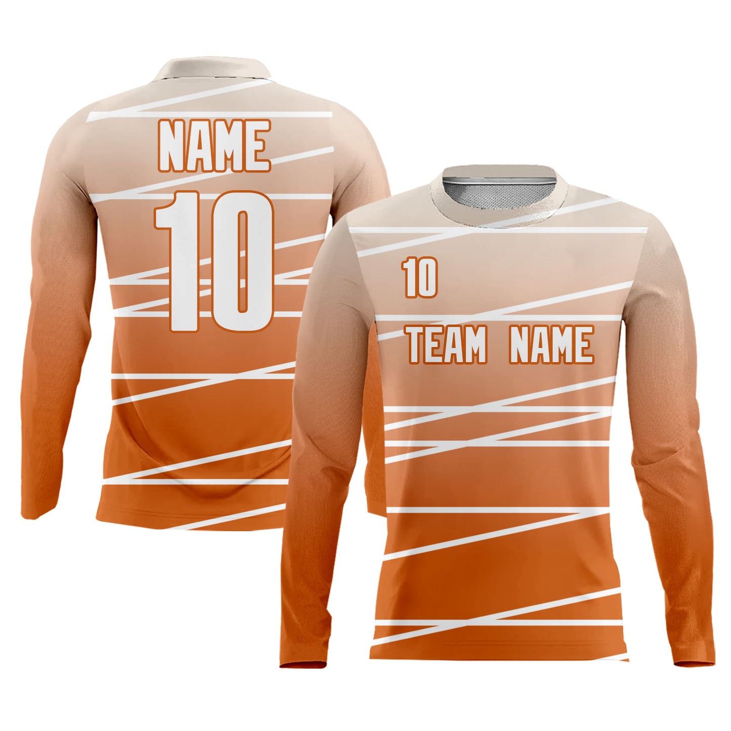 Custom Gradient Orange Striped Sublimation Soccer Uniform Jersey