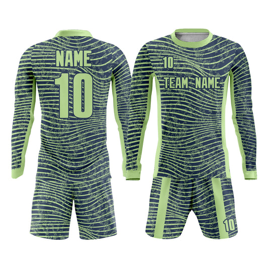 Custom Green Striped Soccer Uniform Sports T-shirt Short