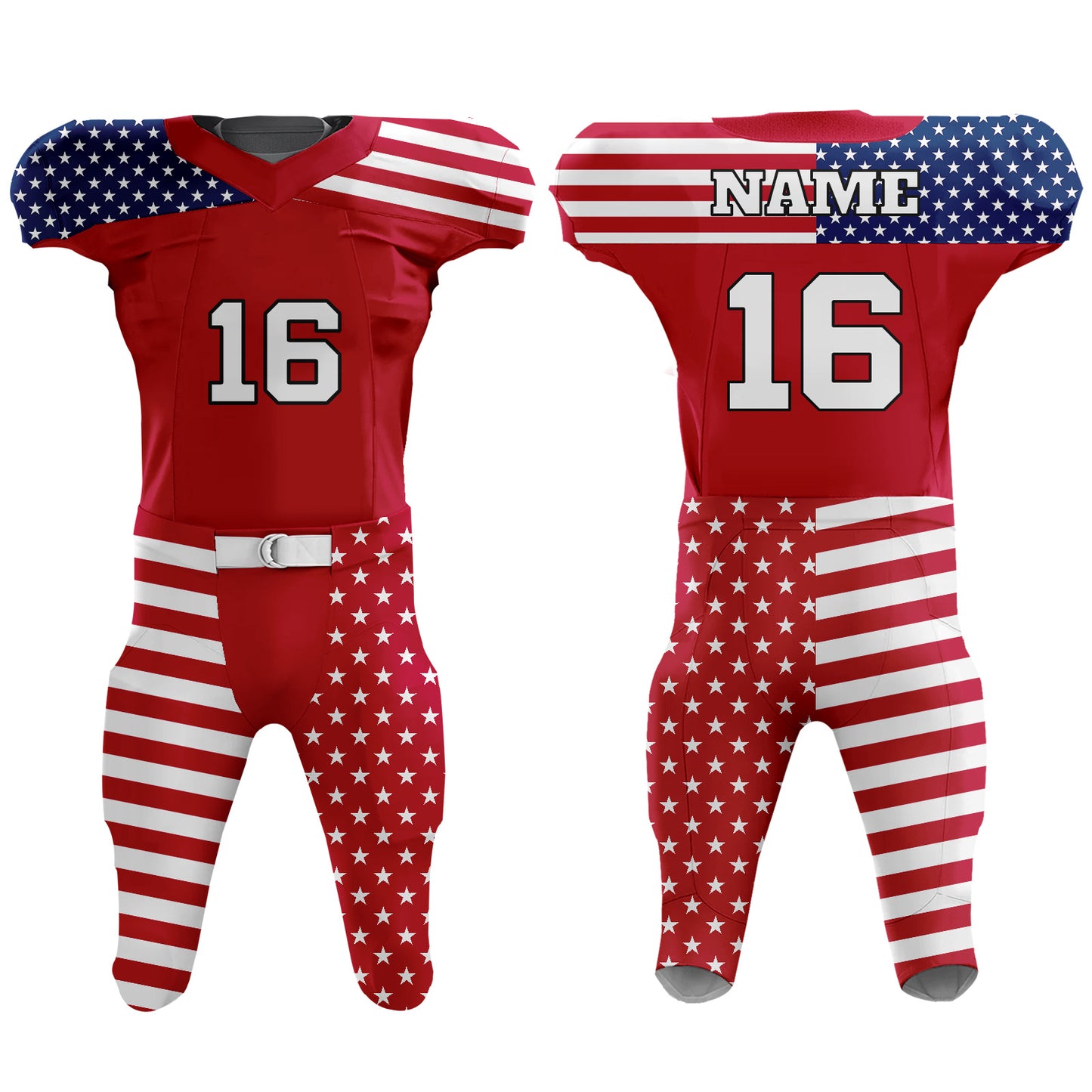 Custom Football Uniform USA Flag Stars and Stripes T-Shirt
