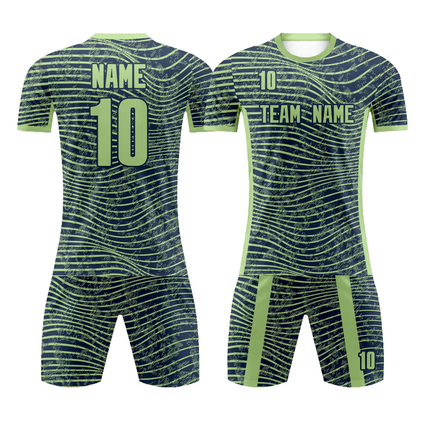 Custom Green Striped Soccer Uniform Sports T-shirt Short