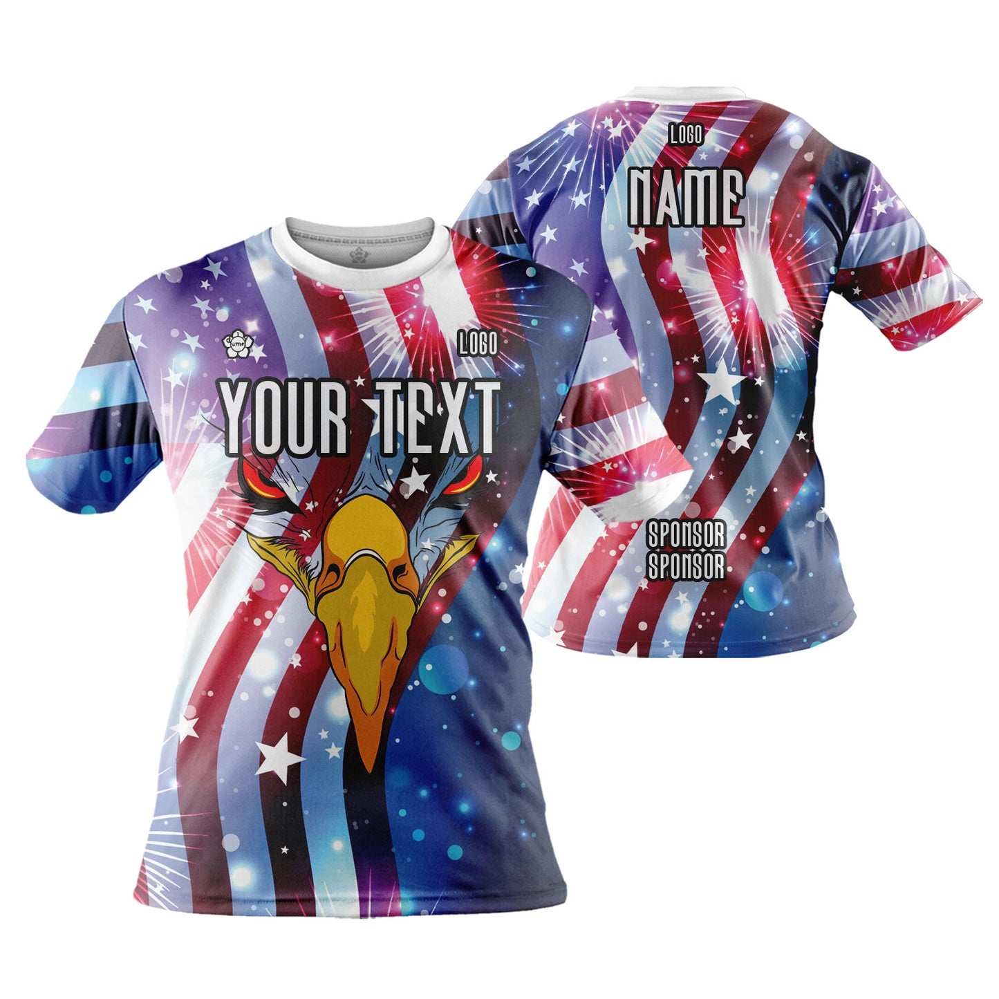Custom Men Women Patriotic USA Flag Jersey Shirt Short Sleeve