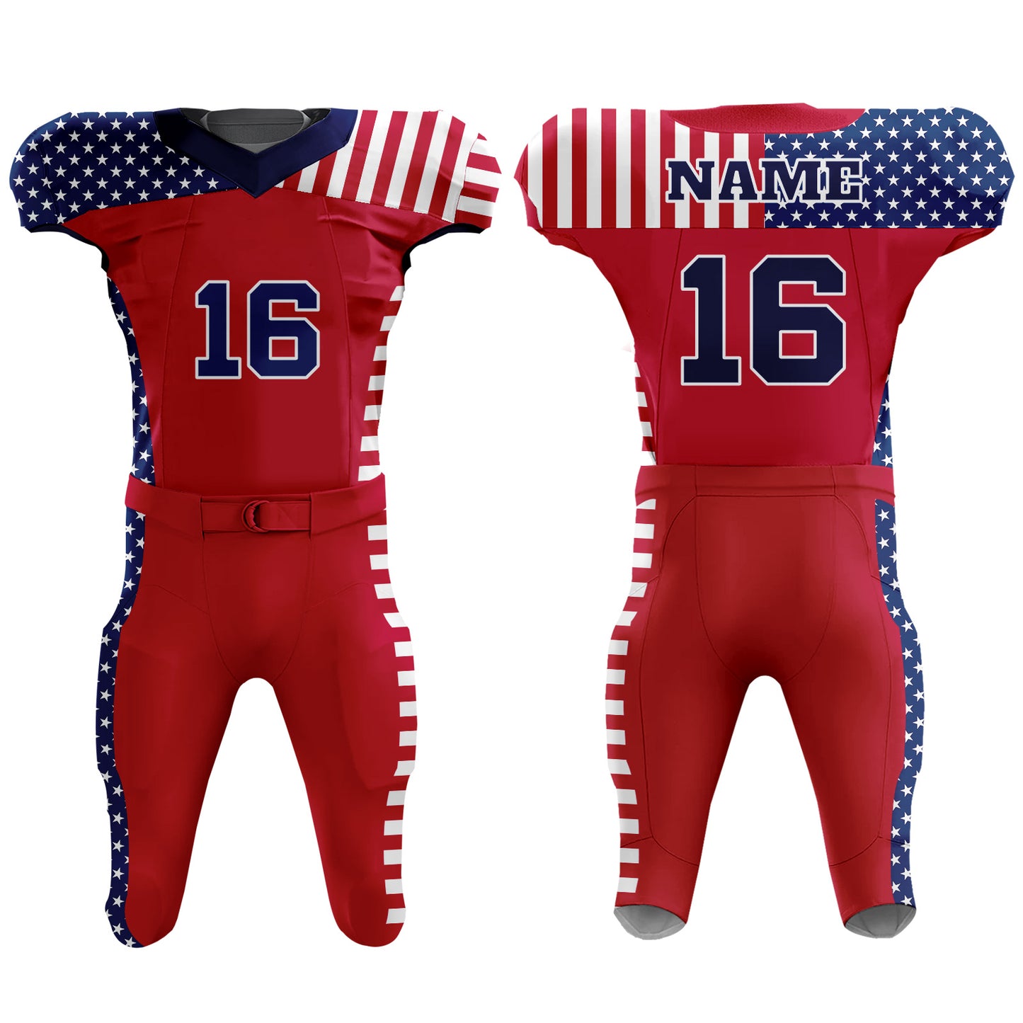 Custom Football Uniform USA Flag Stars and Stripes T-Shirt