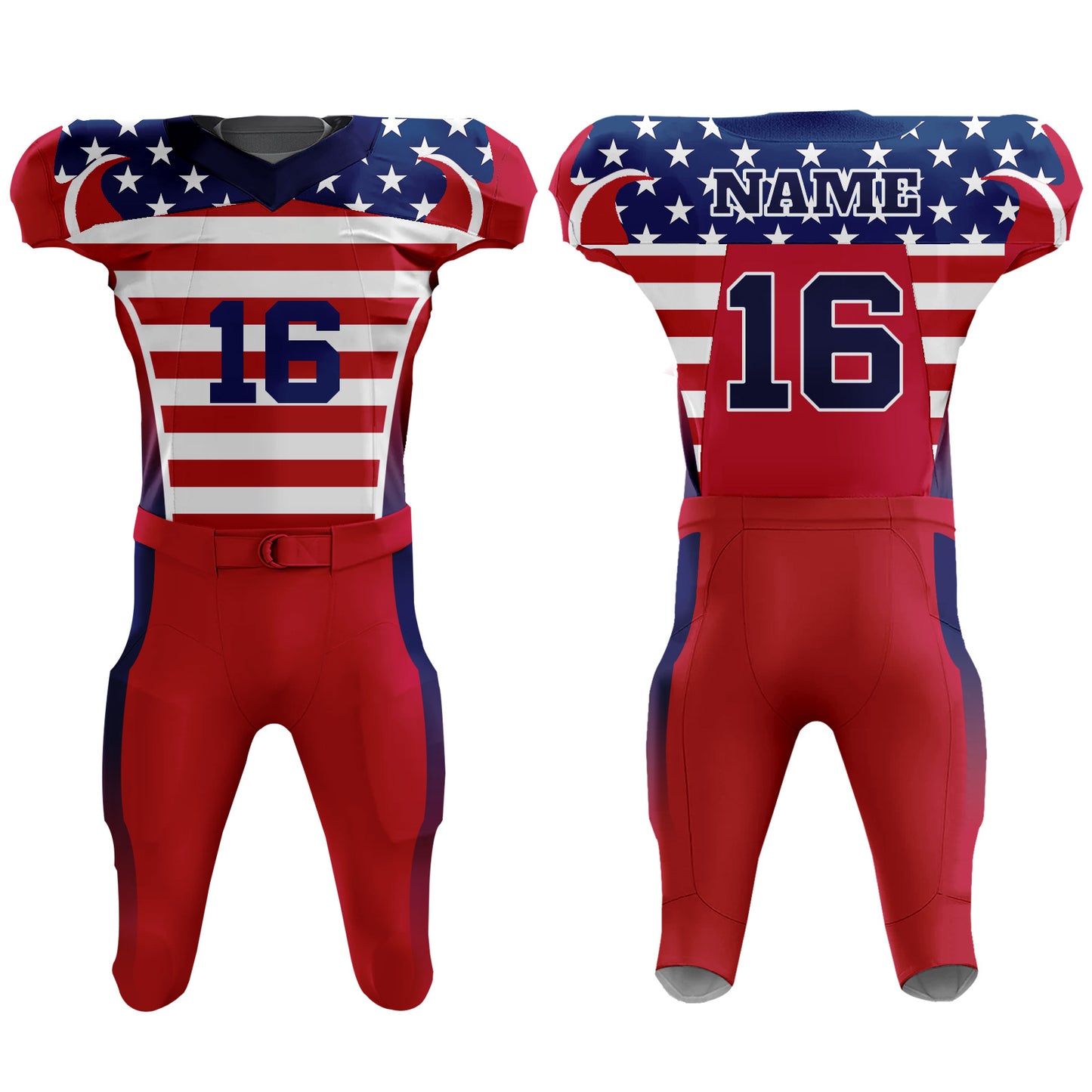 Custom Football Uniform USA Flag Stars and Stripes T-Shirt