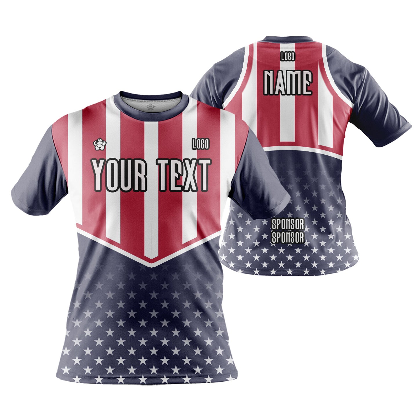 Custom Men Women Patriotic USA Flag Jersey Shirt Short Sleeve