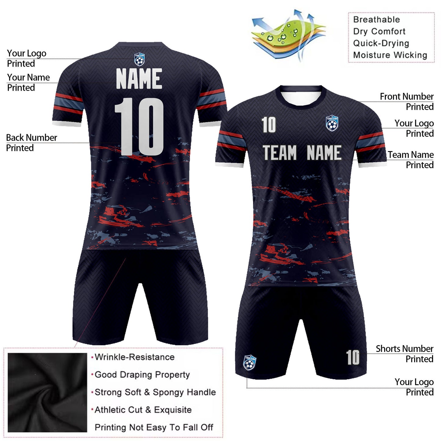 Custom Purple Soccer Uniform Breathable Jersey