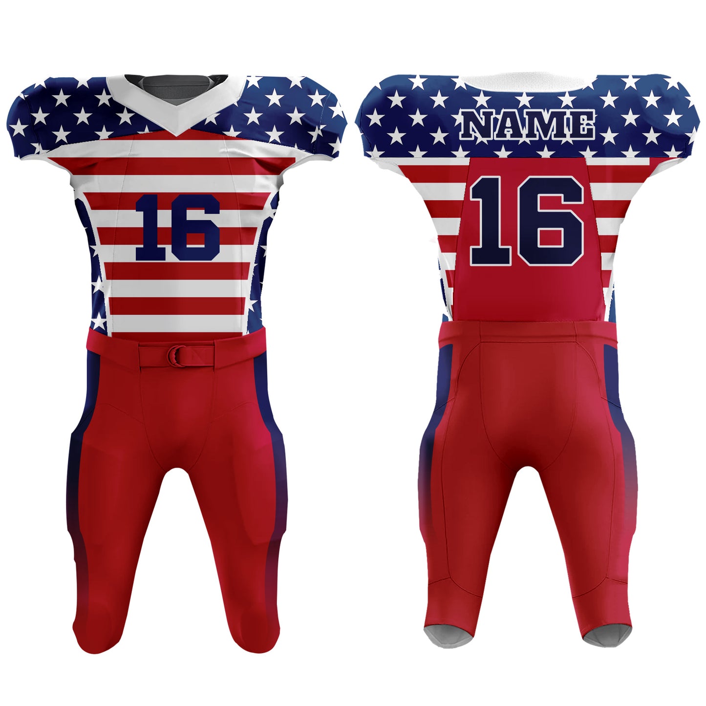 Custom Football Uniform USA Flag Stars and Stripes T-Shirt