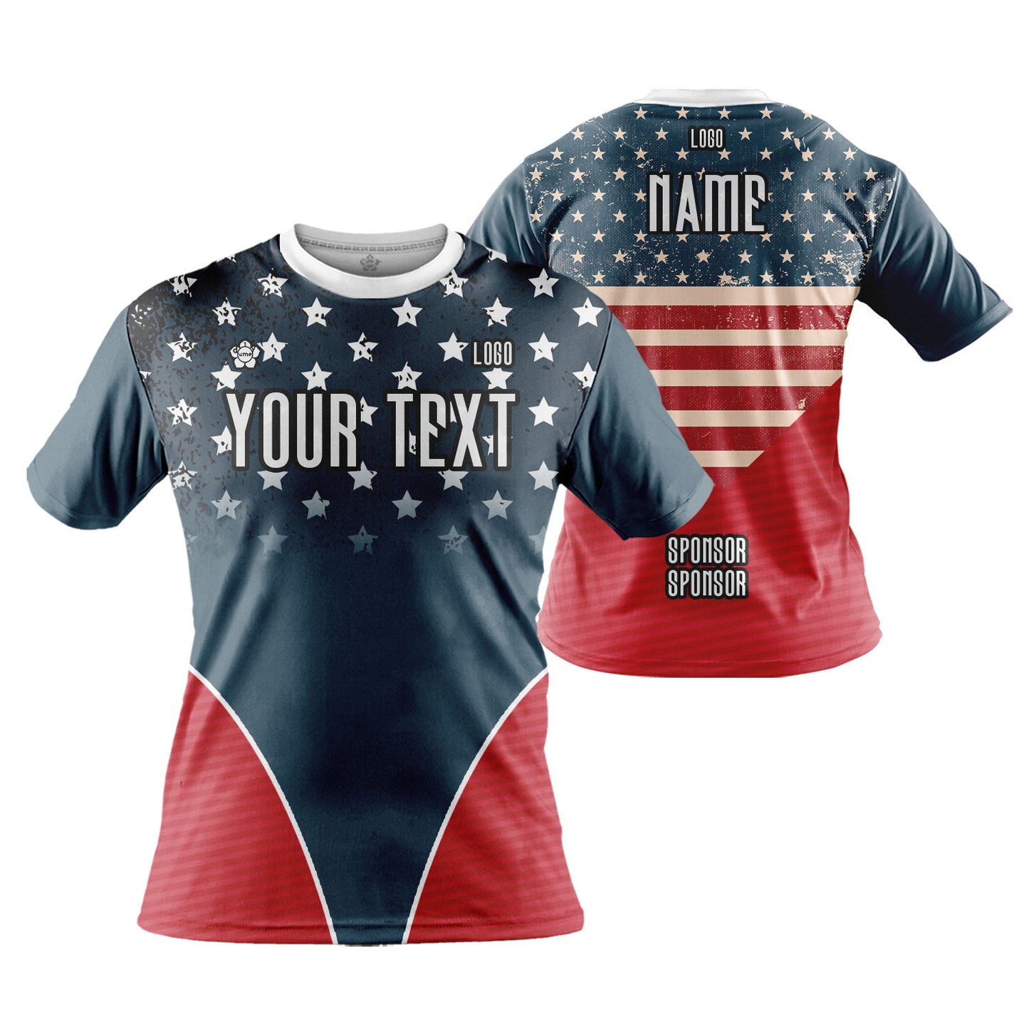 Custom Men Women Patriotic USA Flag Jersey Shirt Short Sleeve