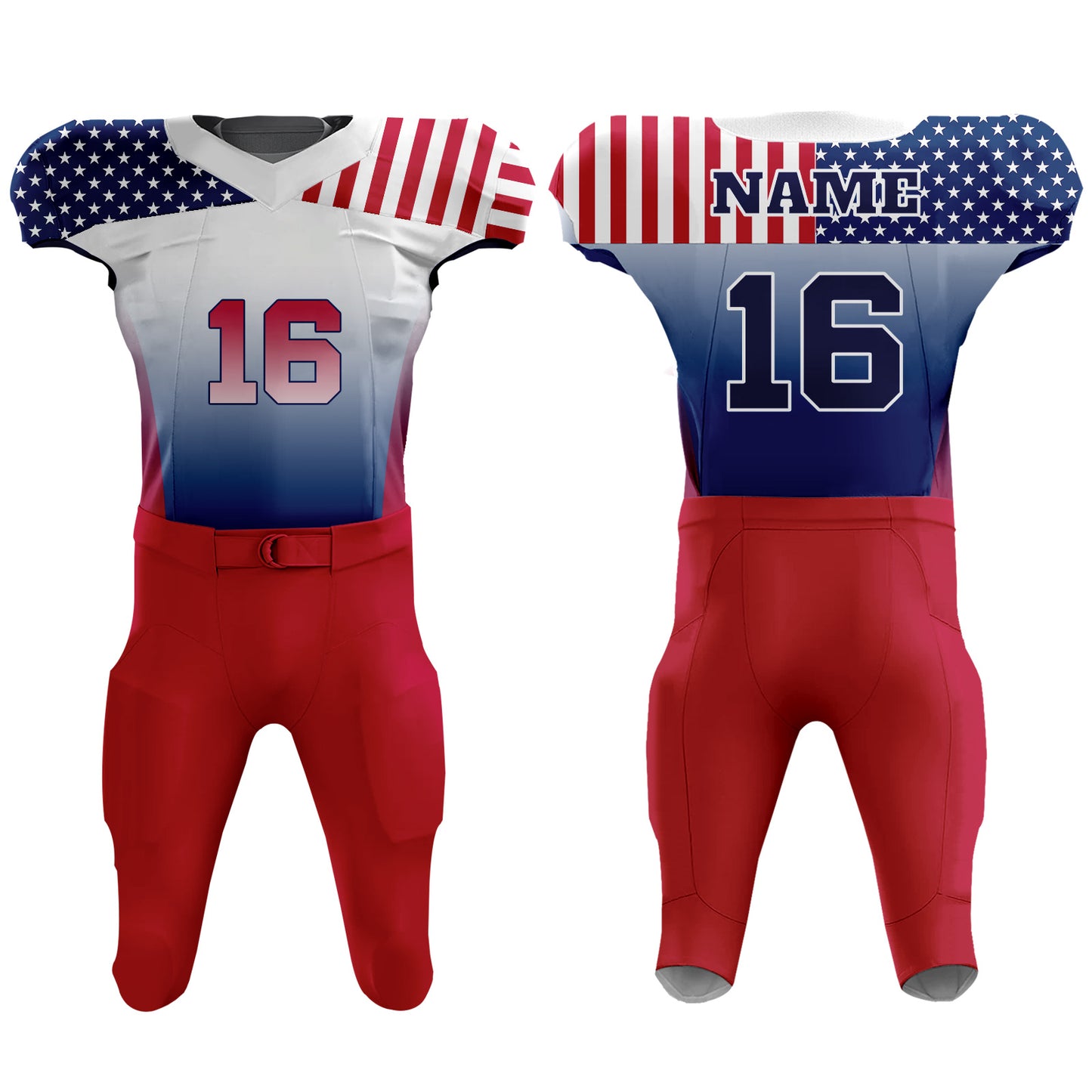 Custom Football Uniform USA Flag Stars and Stripes T-Shirt