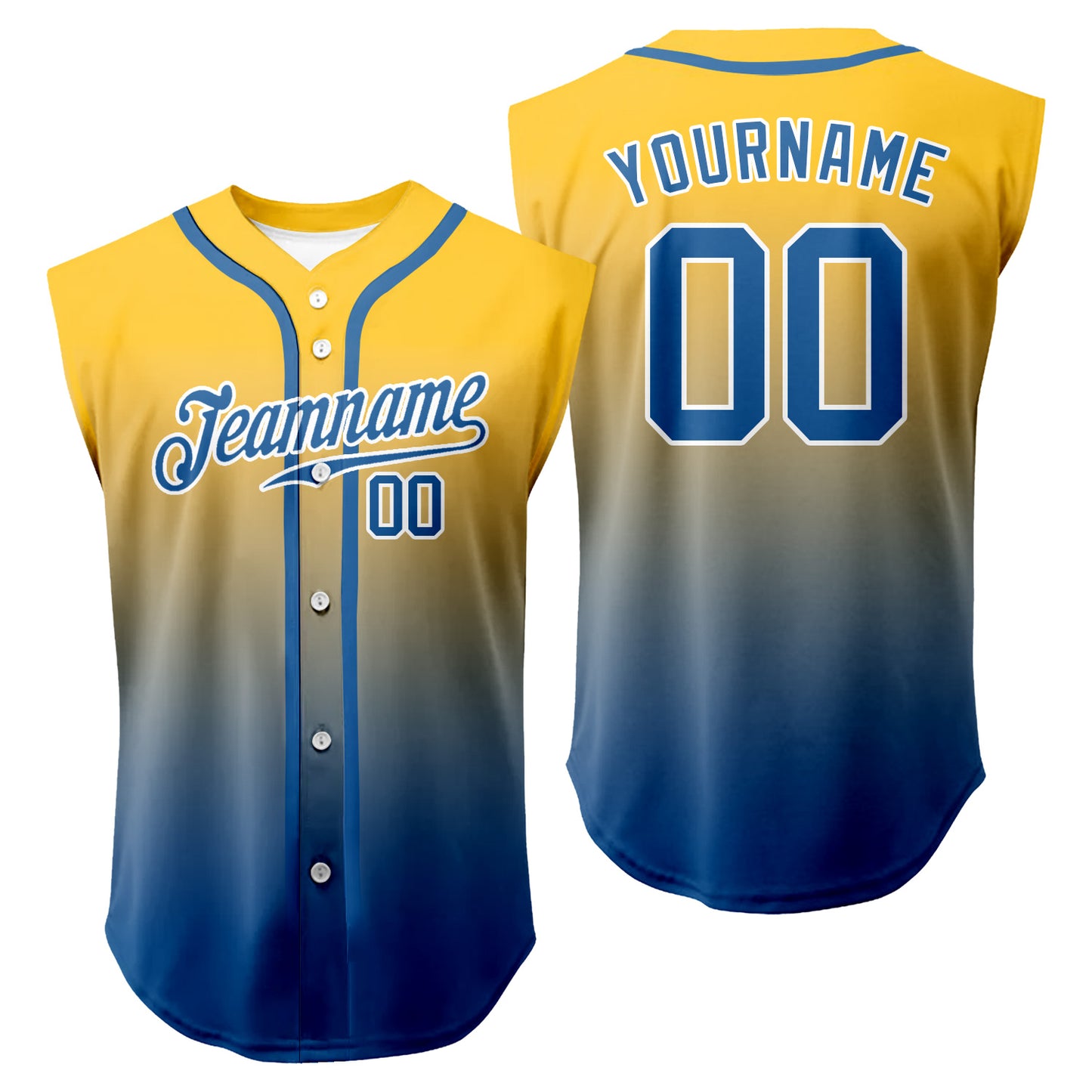Personalized Gradient Sleeveless Baseball Jersey with Name Number Logo