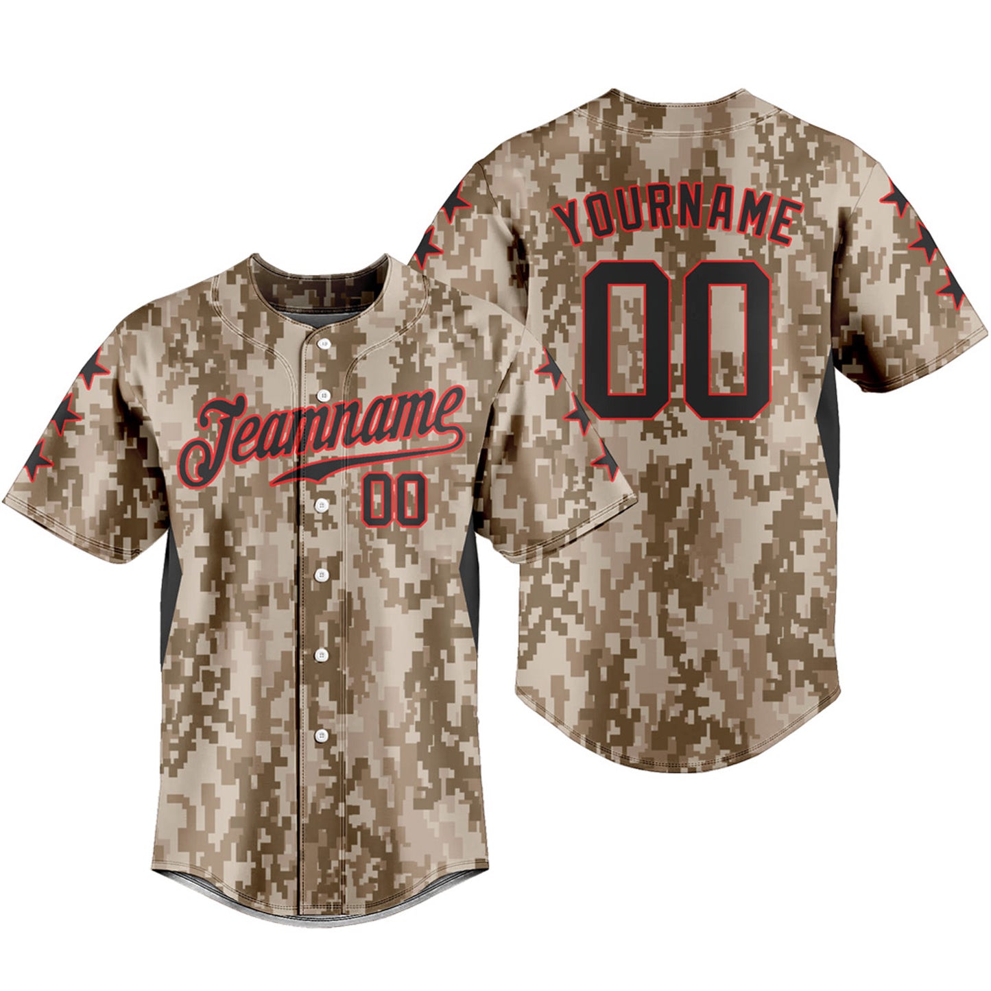 Custom Baseball Jersey Camouflage Short Sleeve T-shirts