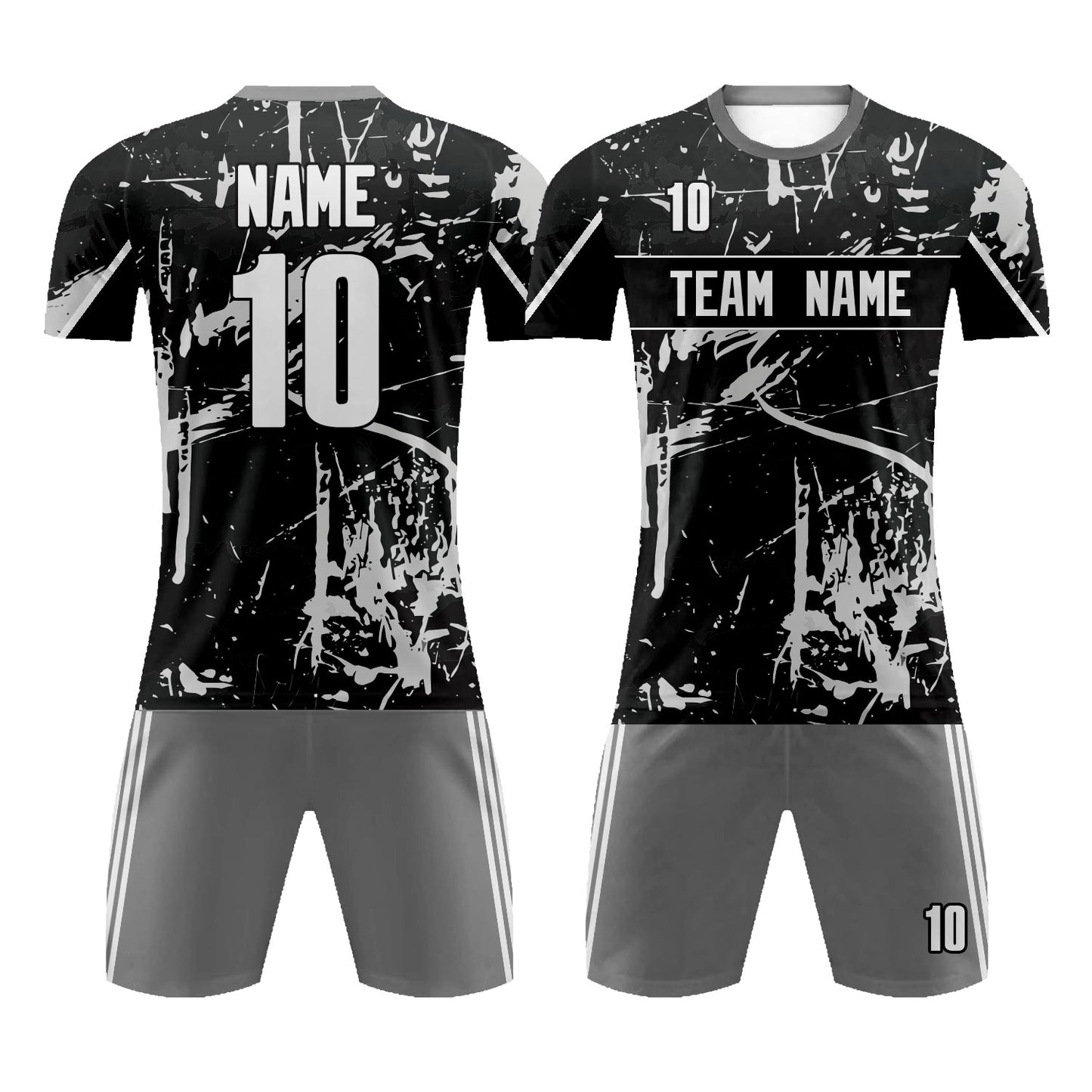 Custom Black Gray Graffiti Design Soccer Uniform