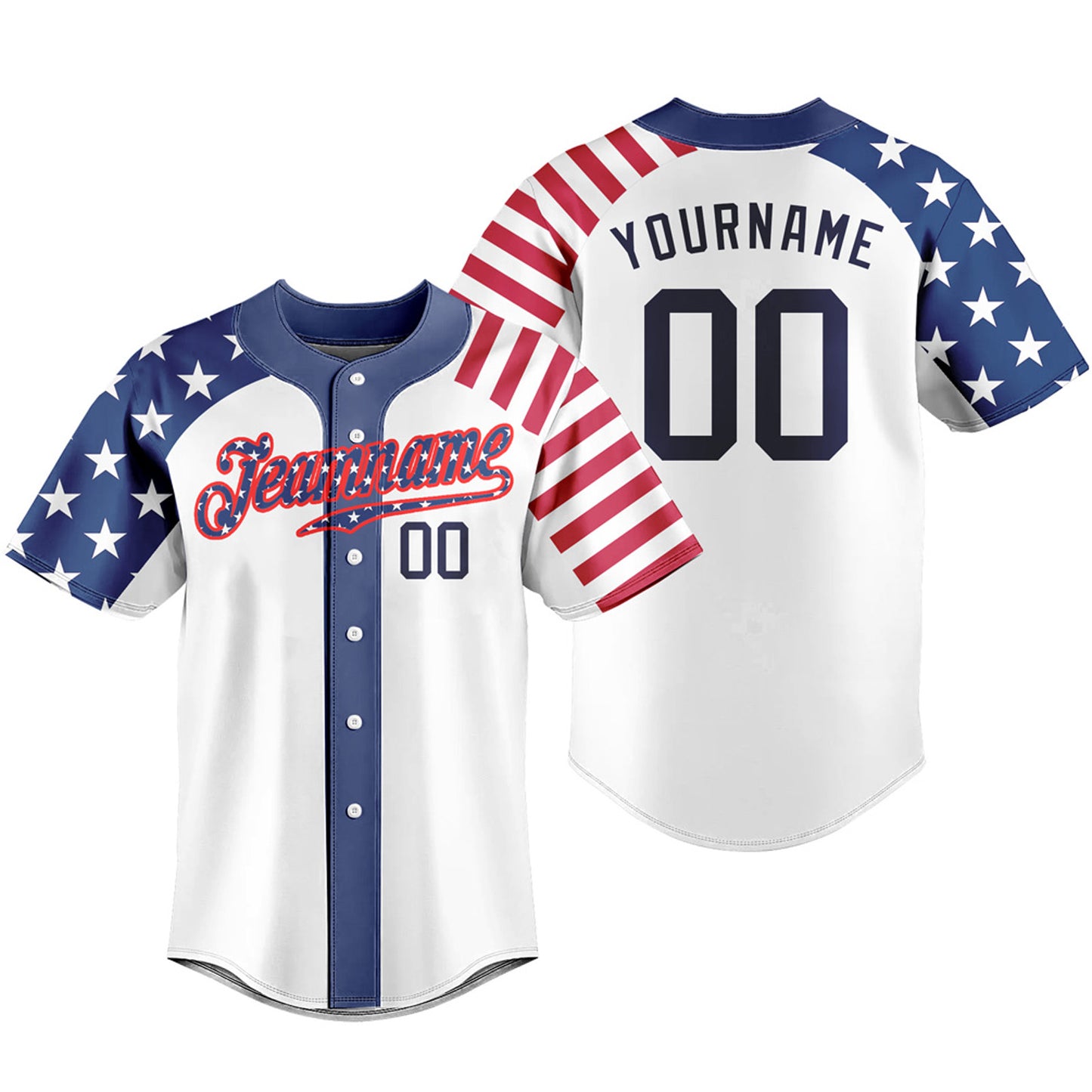 Custom Baseball Jersey Stripe Star Flag Casual T-shirts
