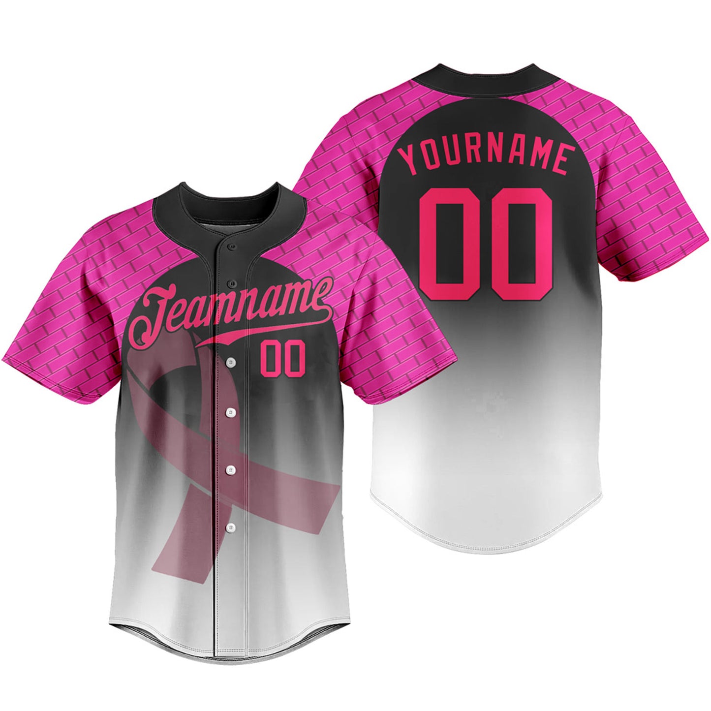 Custom Baseball Jersey White Pink T-shirts