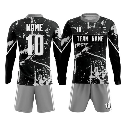 Custom Black Gray Graffiti Design Soccer Uniform