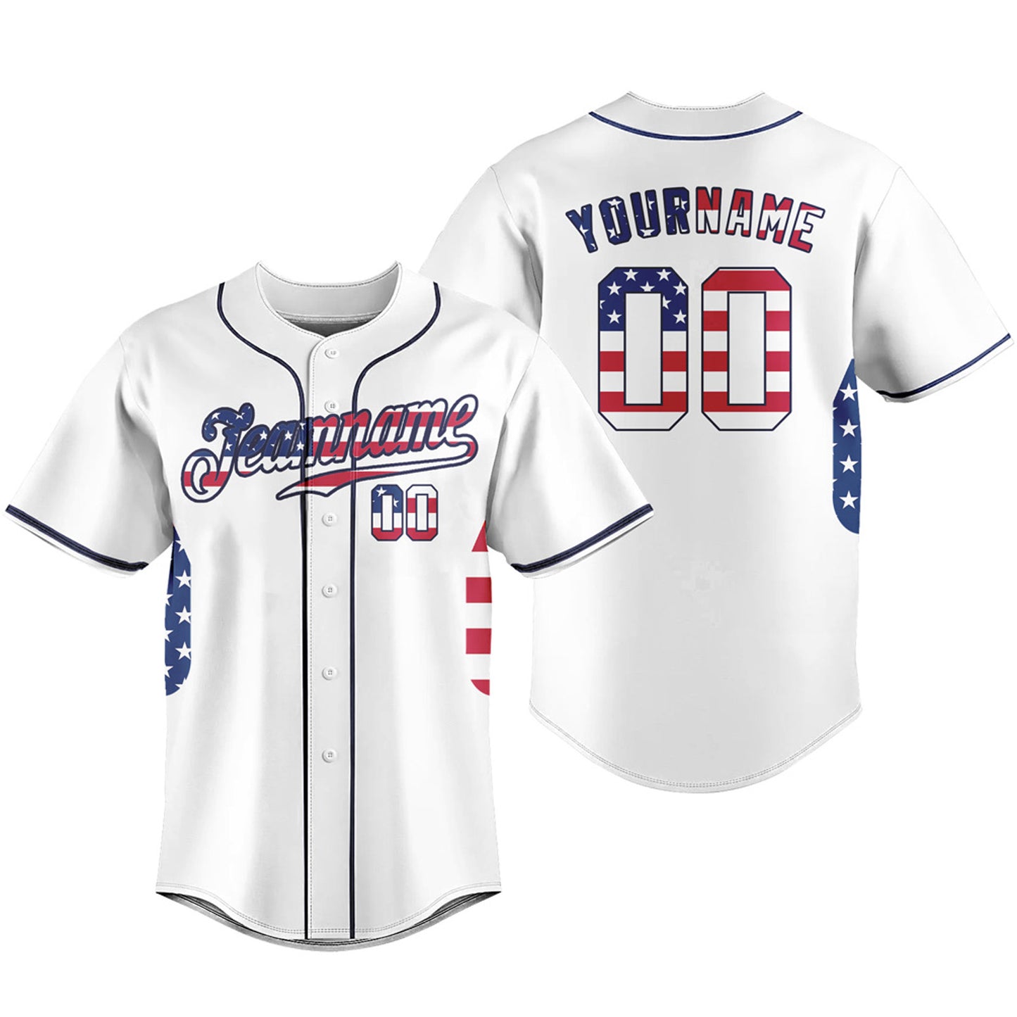 Custom Baseball Jersey Stripe Star Flag Casual T-shirts