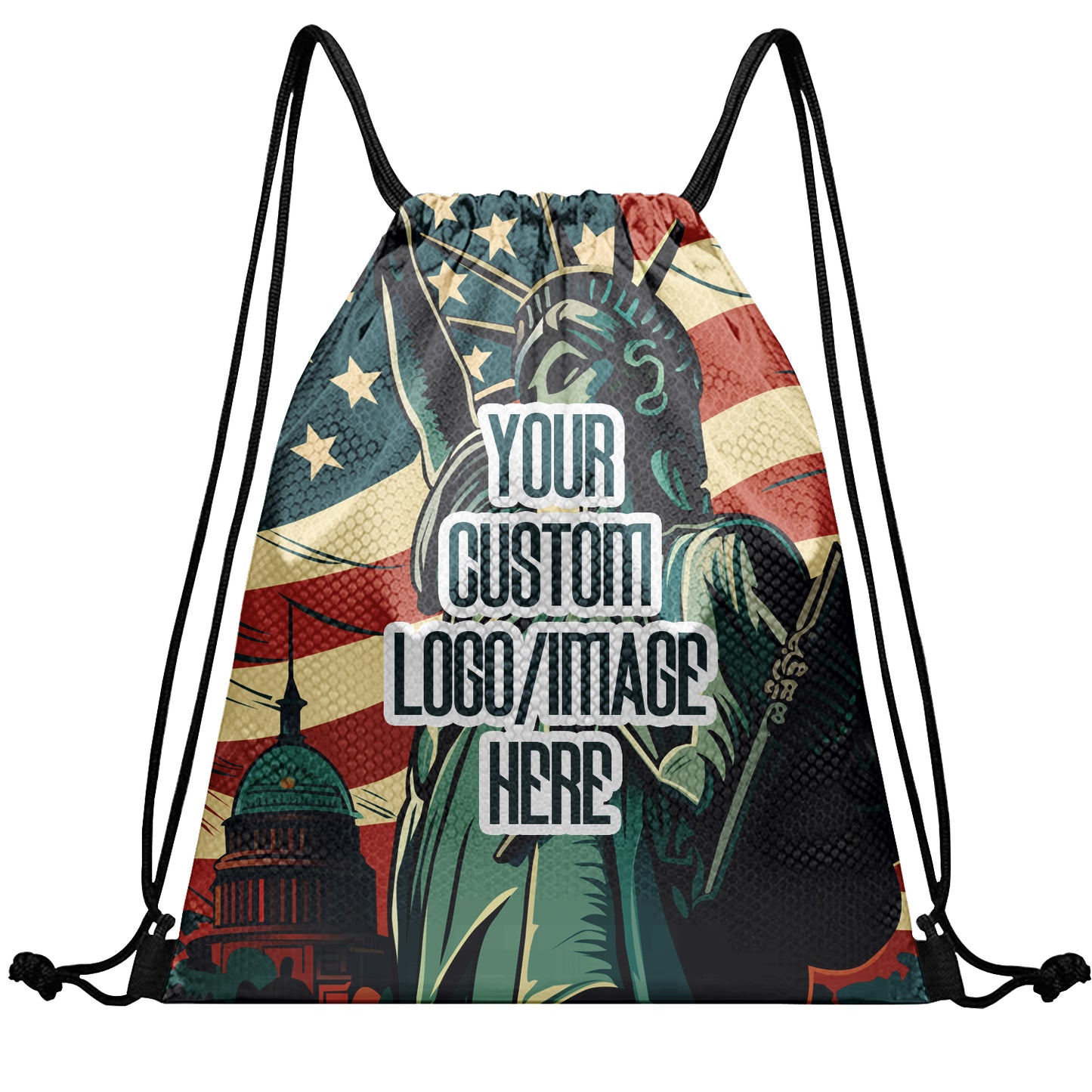 Made Your Own Honor Respect Thin Blue Flag Drawstring Backpack