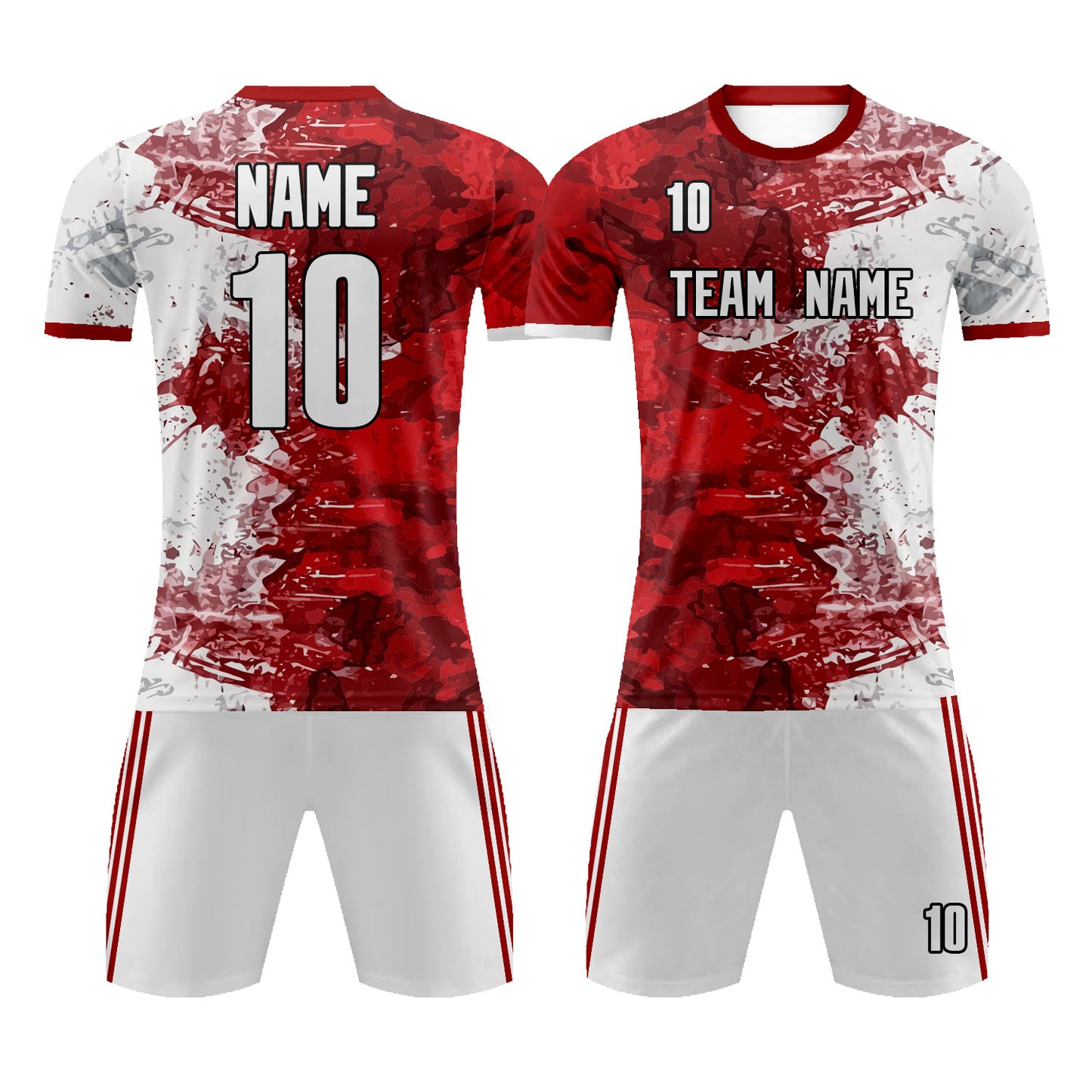Custom Red White Graffiti Pattern Soccer Training Outfit