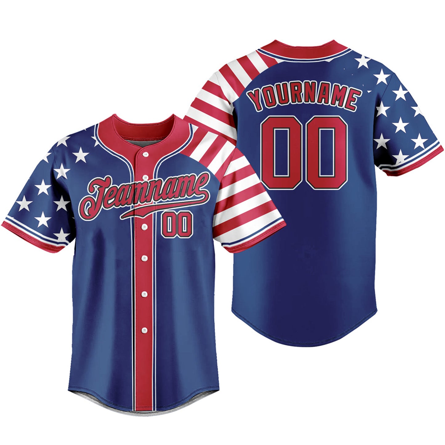 Custom Baseball Jersey Stripe Star Flag Casual T-shirts