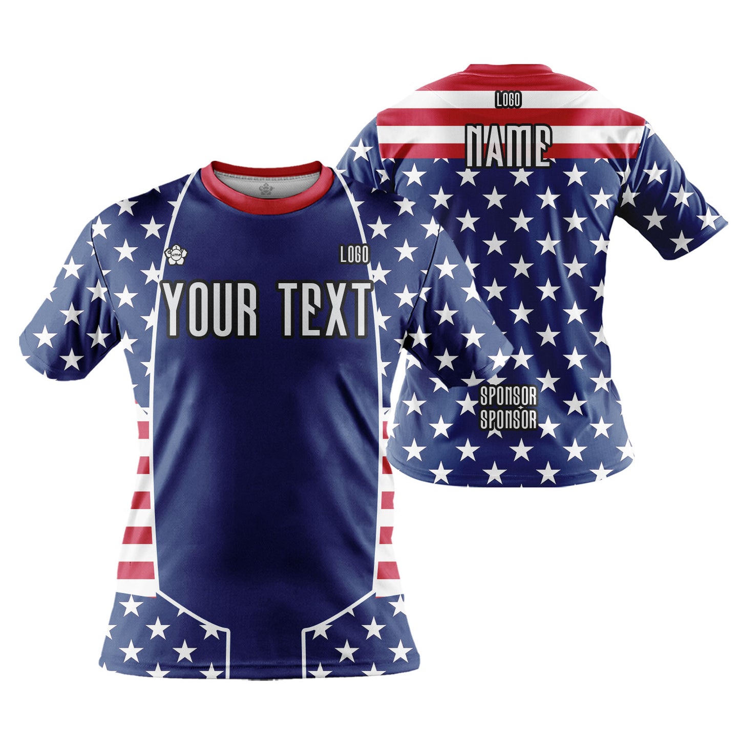 Custom Men Women Patriotic USA Flag Jersey Shirt Short Sleeve