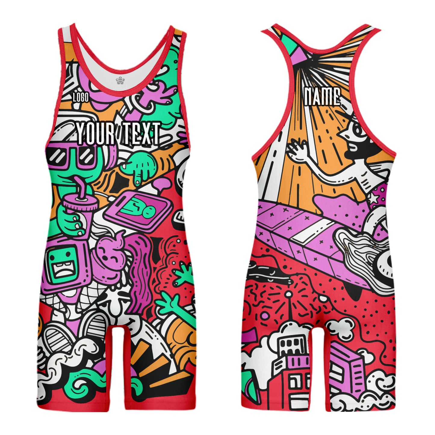 Custom Men Women Cartoon Sports Wrestling Singlet