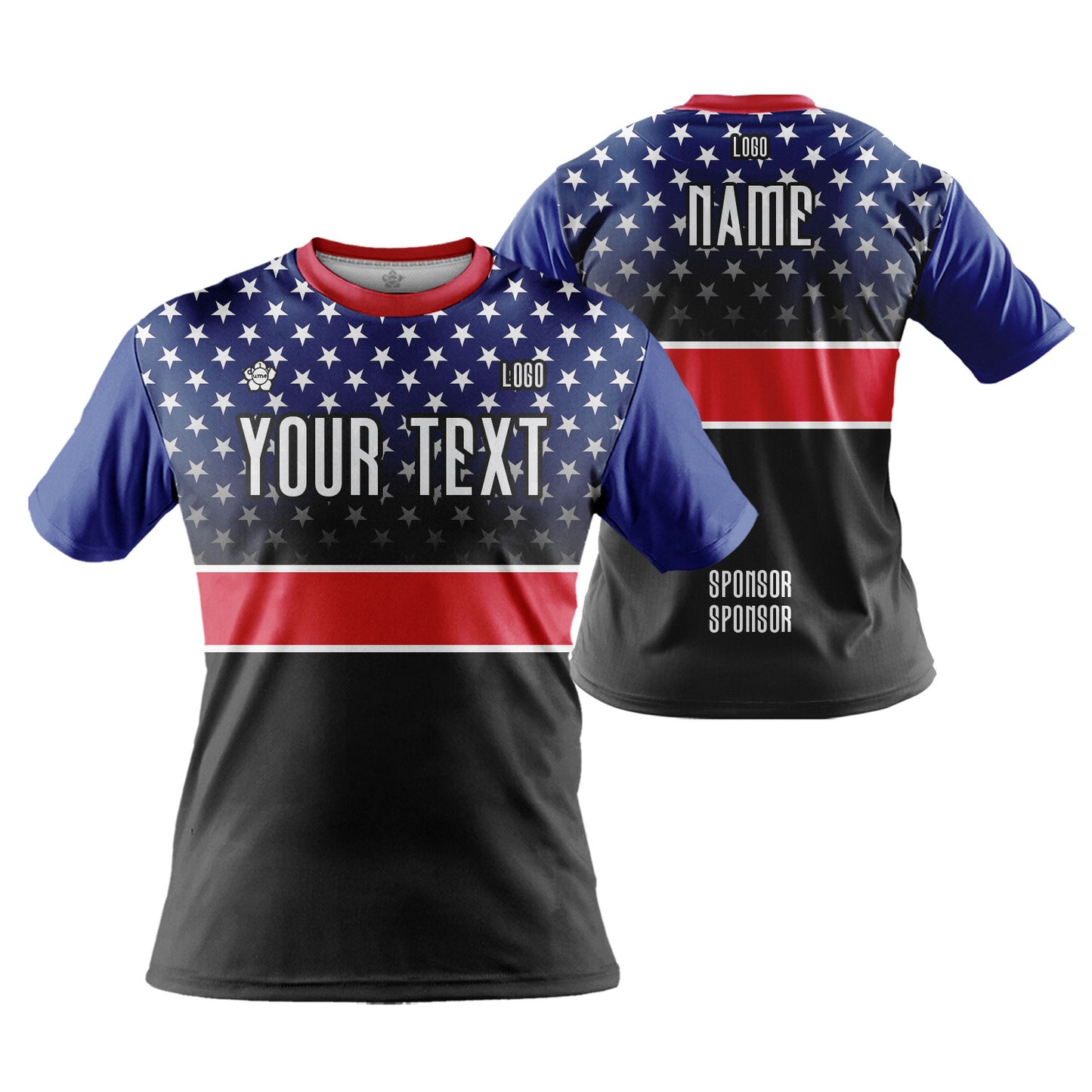 Custom Men Women Patriotic USA Flag Jersey Shirt Short Sleeve