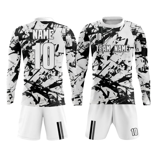 Custom White Black Graffiti Design Soccer Uniform
