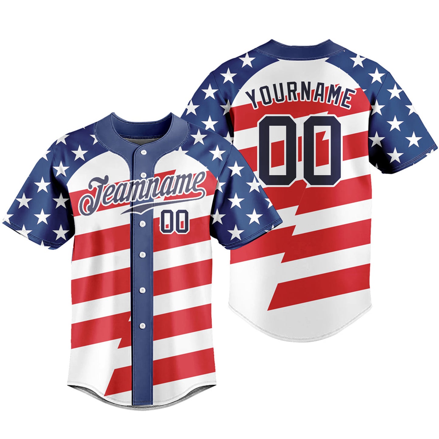 Custom Baseball Jersey Stripe Star Flag Casual T-shirts