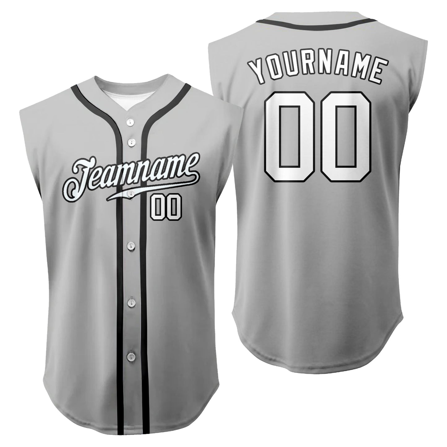 Custom Sleeveless Solid Baseball Jersey Full Button Vest
