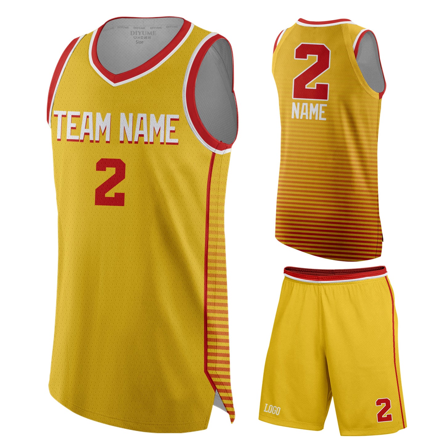 Custom Men's Stripe Printed Basketball Jersey & Shorts