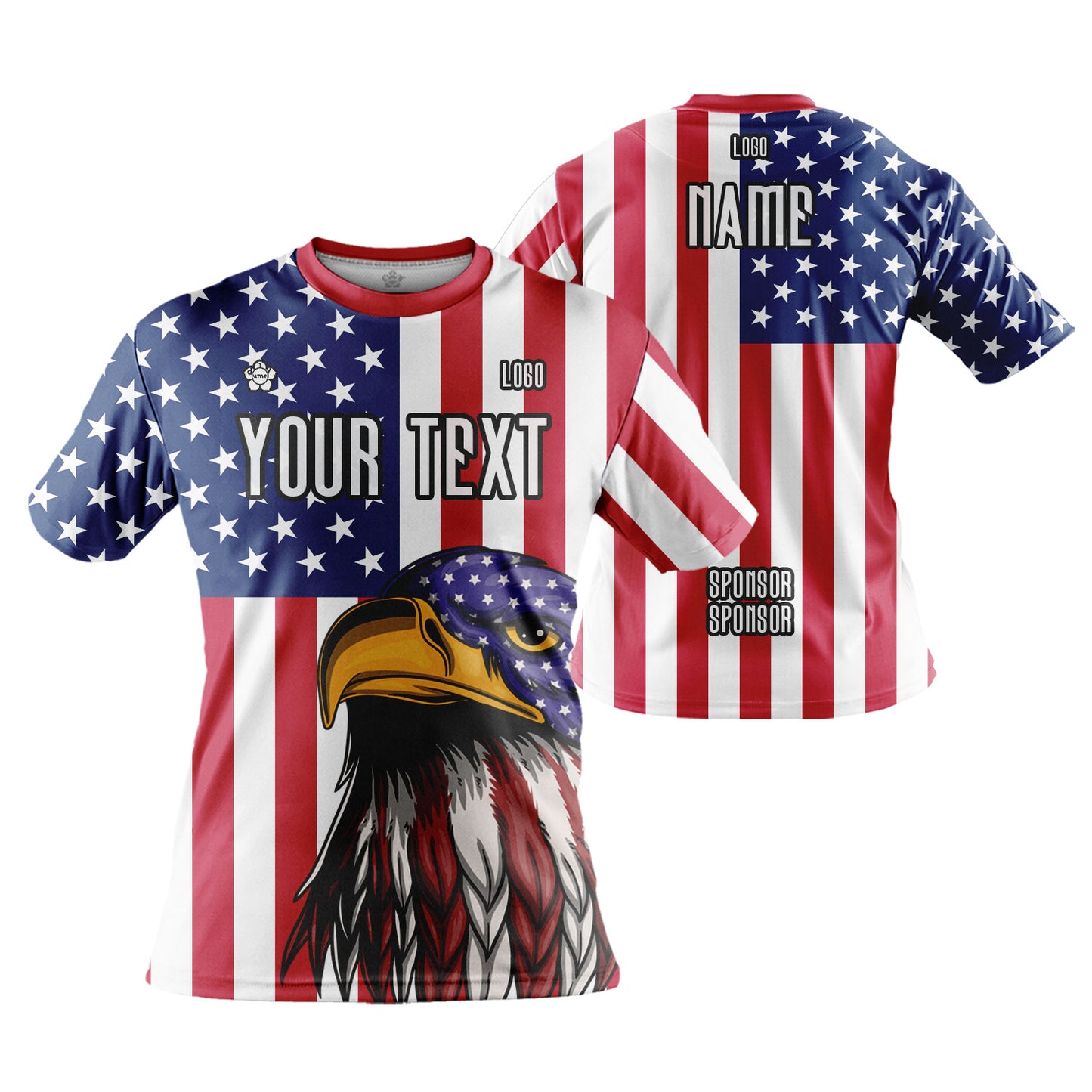 Custom Men Women Patriotic USA Flag Jersey Shirt Short Sleeve