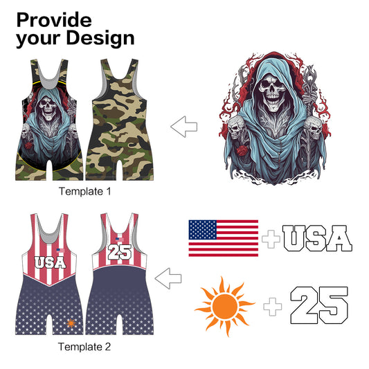Custom Men Women Funny Muscle Athletic Wrestling Singlet