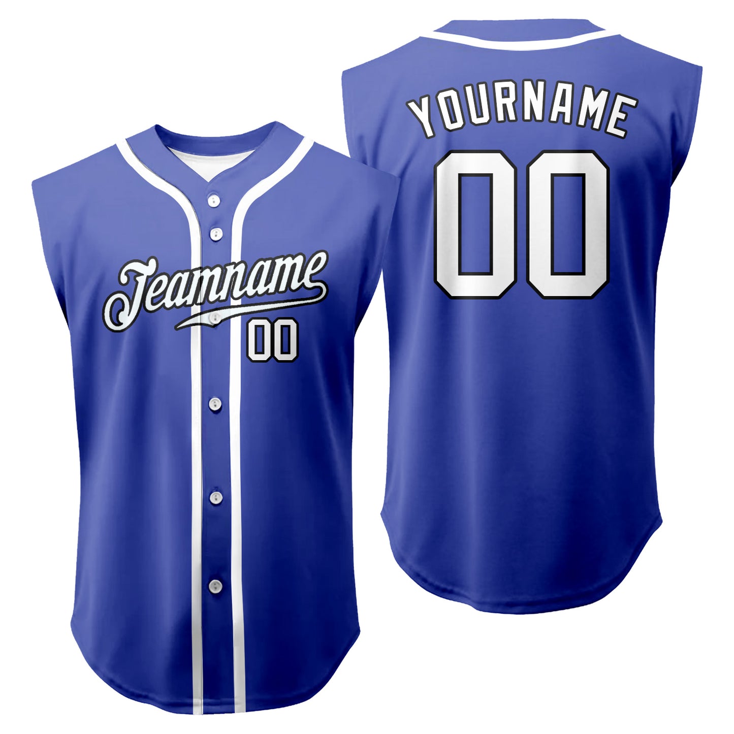 Custom Sleeveless Solid Baseball Jersey Full Button Vest