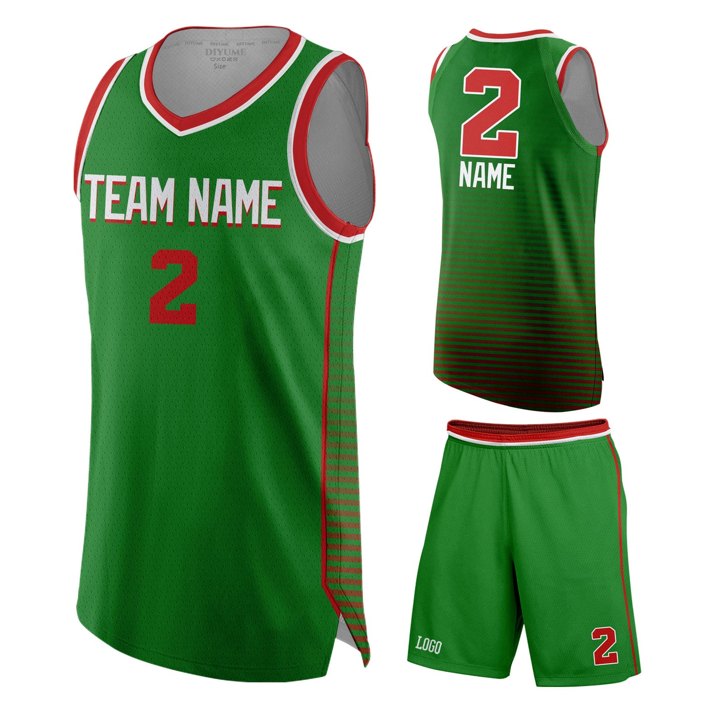 Custom Men's Stripe Printed Basketball Jersey & Shorts
