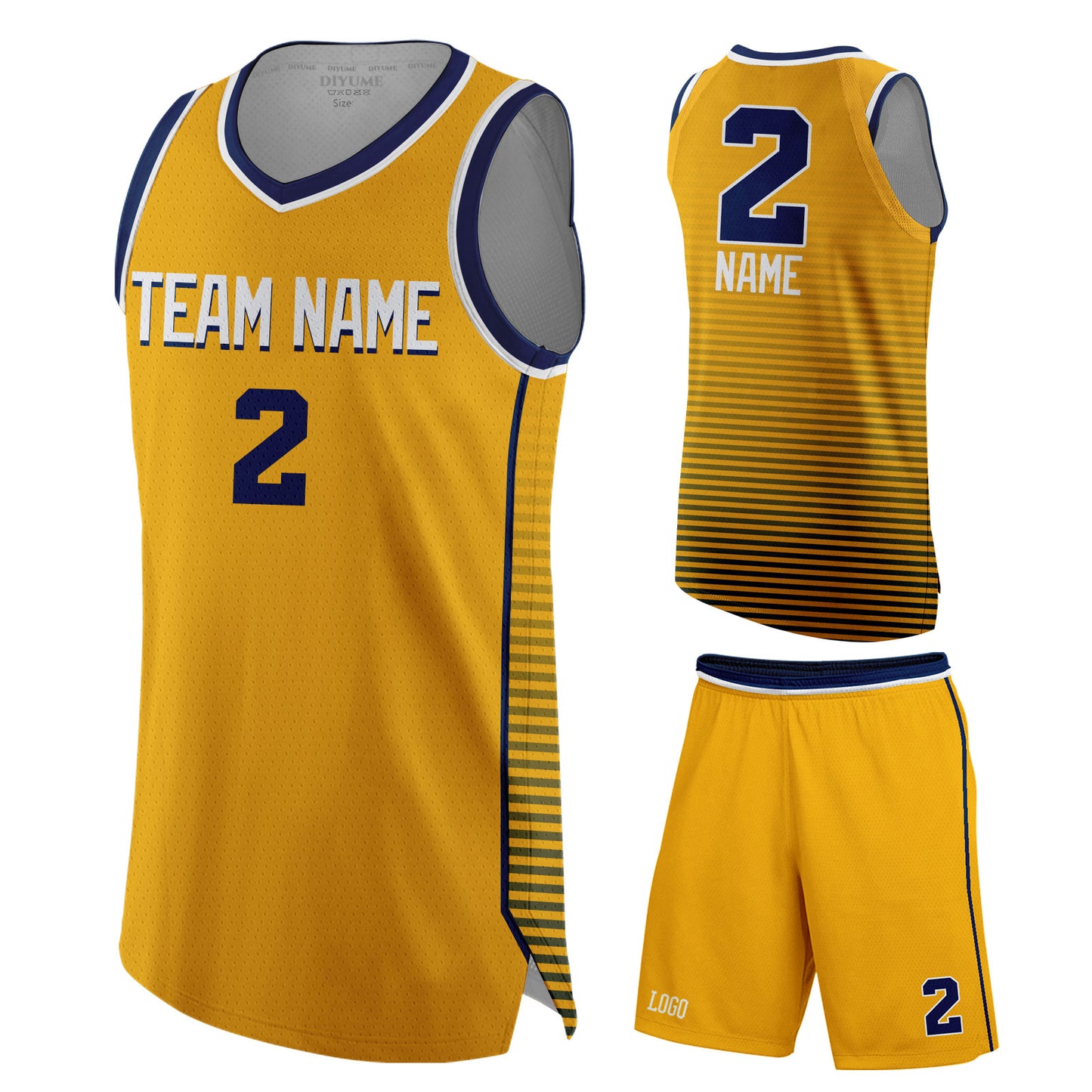 Custom Men's Stripe Printed Basketball Jersey & Shorts