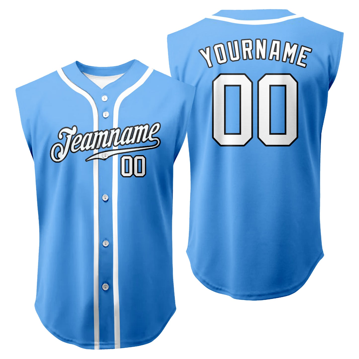 Custom Sleeveless Solid Baseball Jersey Full Button Vest