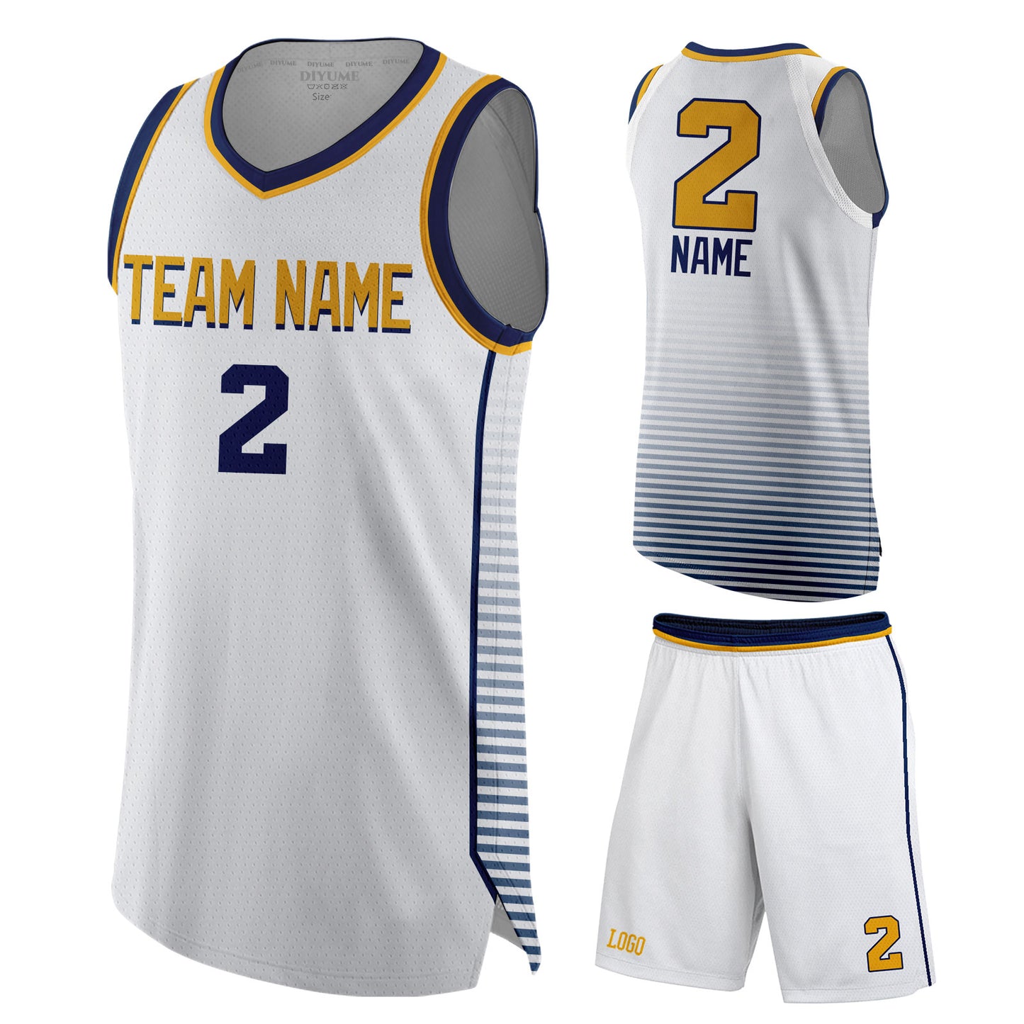 Custom Men's Stripe Printed Basketball Jersey & Shorts
