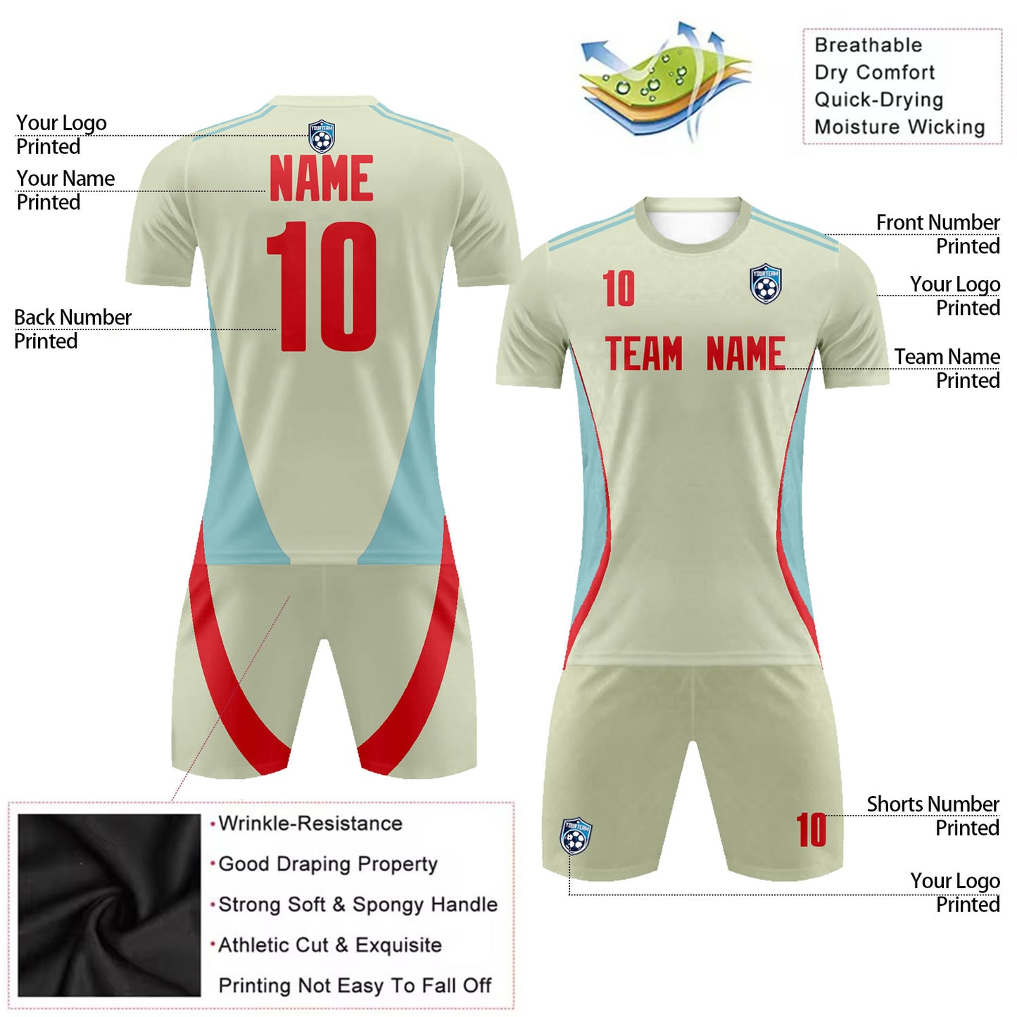 Custom Soccer Jersey Shorts Adult Kids Soccer Uniform