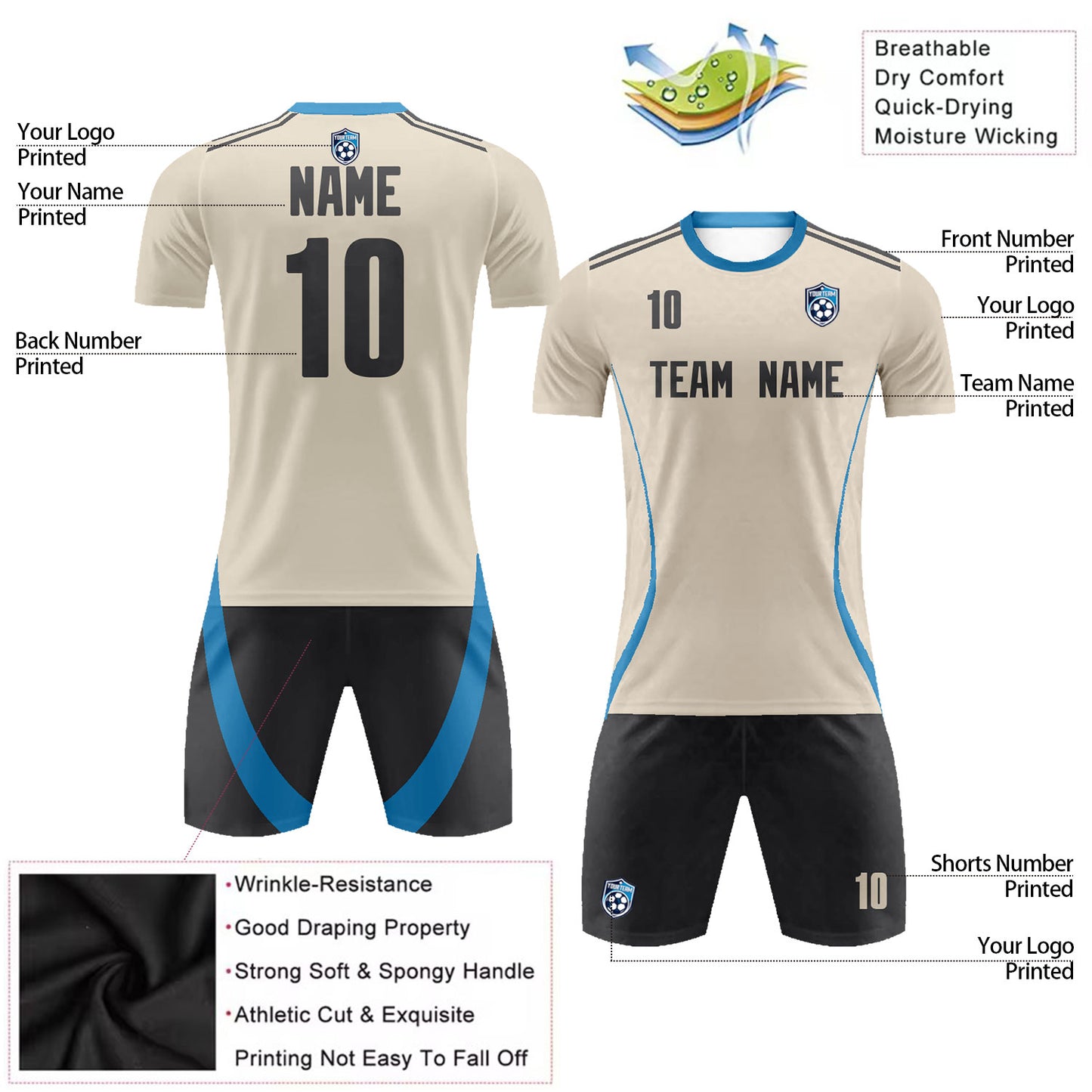 Custom Soccer Jersey Set Training Kits Uniform Breathable