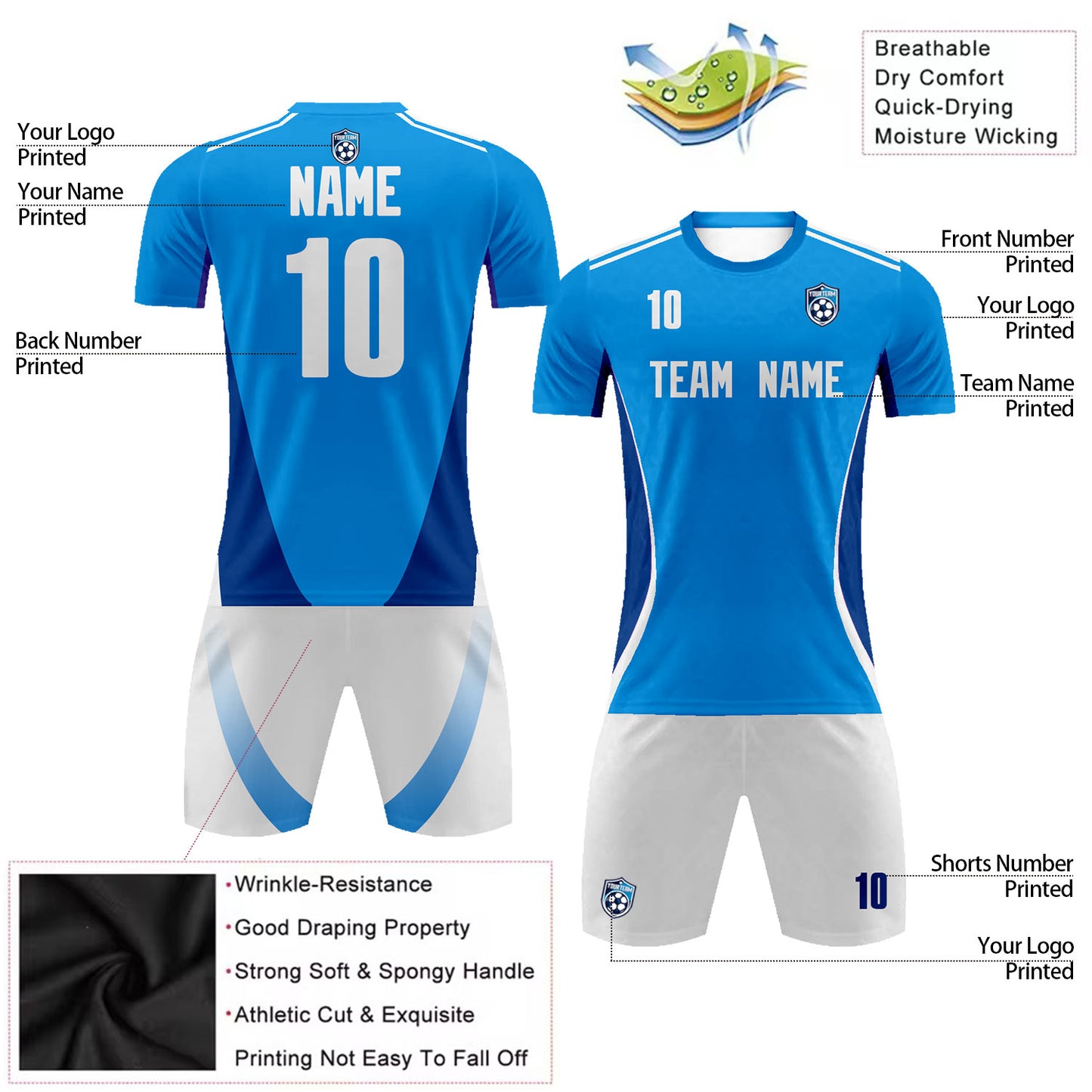 Custom Soccer Jersey Shorts Adult Kids Soccer Uniform
