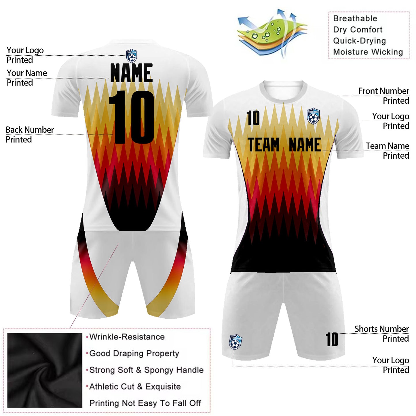 Unisex Soccer Jersey Sublimated Athletic Soccer T-Shirts