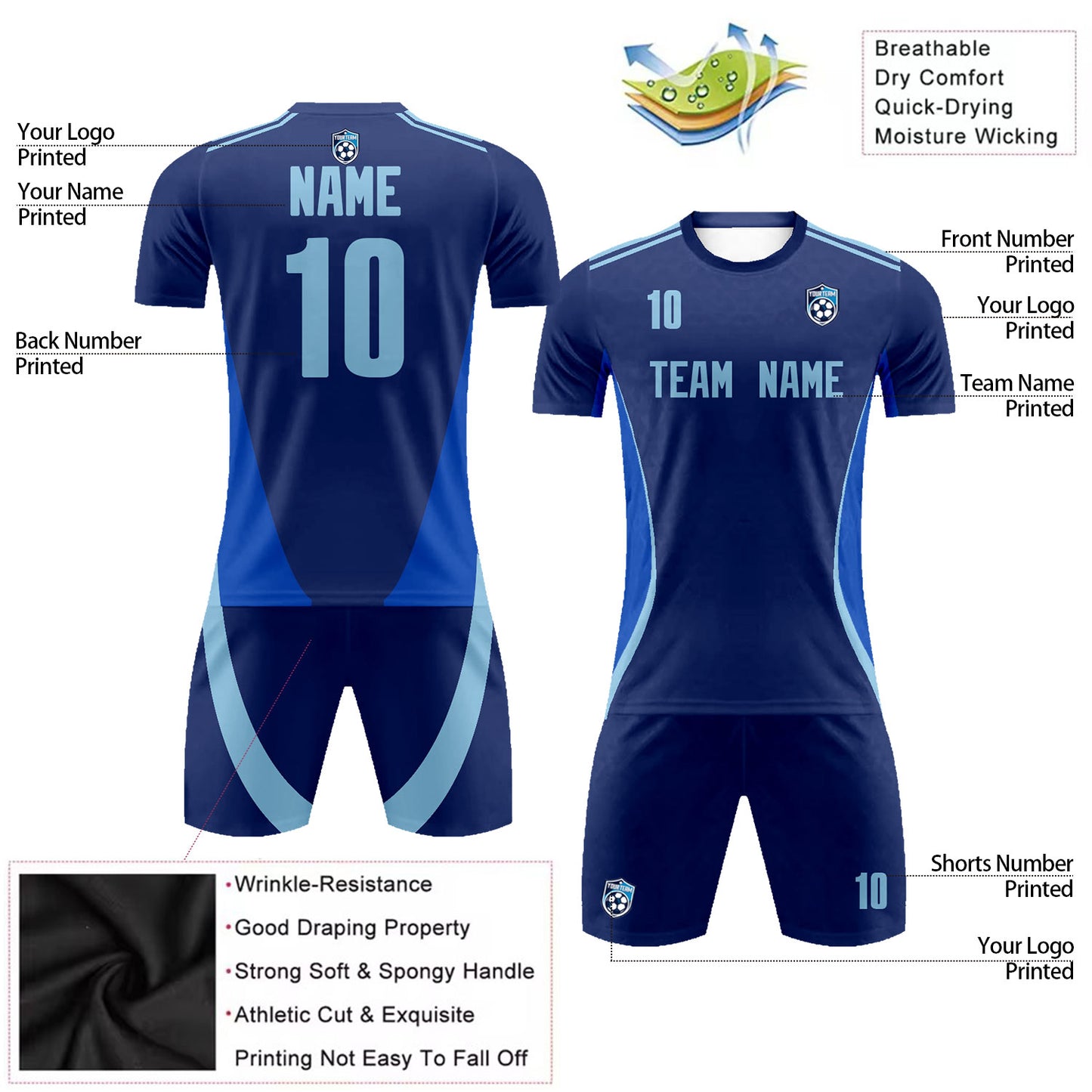 Men's Youth Soccer Jerseys Training Outfit Team Uniform