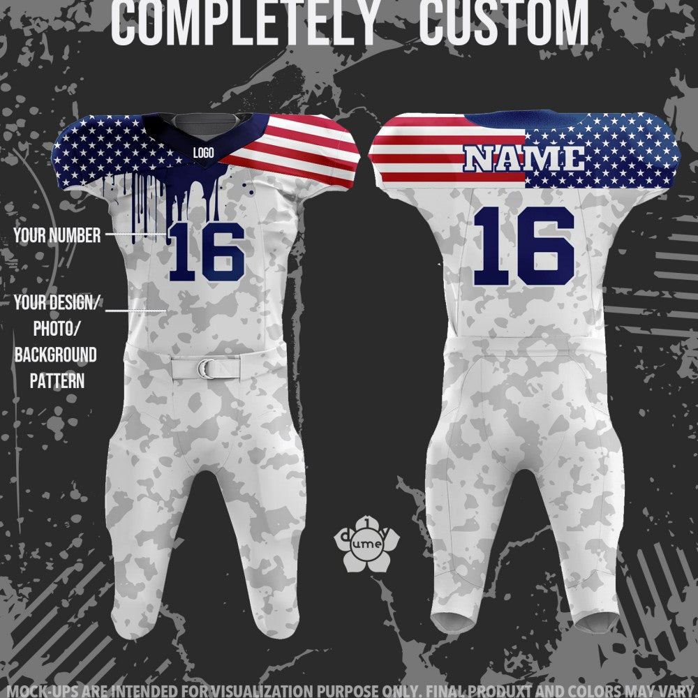 Custom Football Uniform USA Flag Stars and Stripes T-Shirt