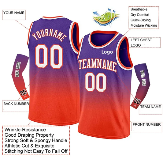 Custom Gradient Basketball Jerseys Team Sports Uniforms