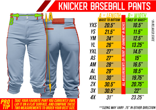 Custom Men Youth Knickers Baseball Pants Casual Trousers