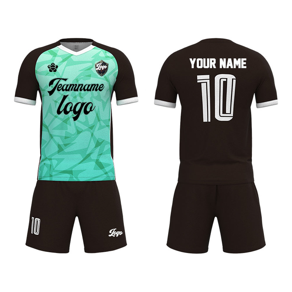 Custom V-Neck Jersey Soccer Uniform with Logo Text Number