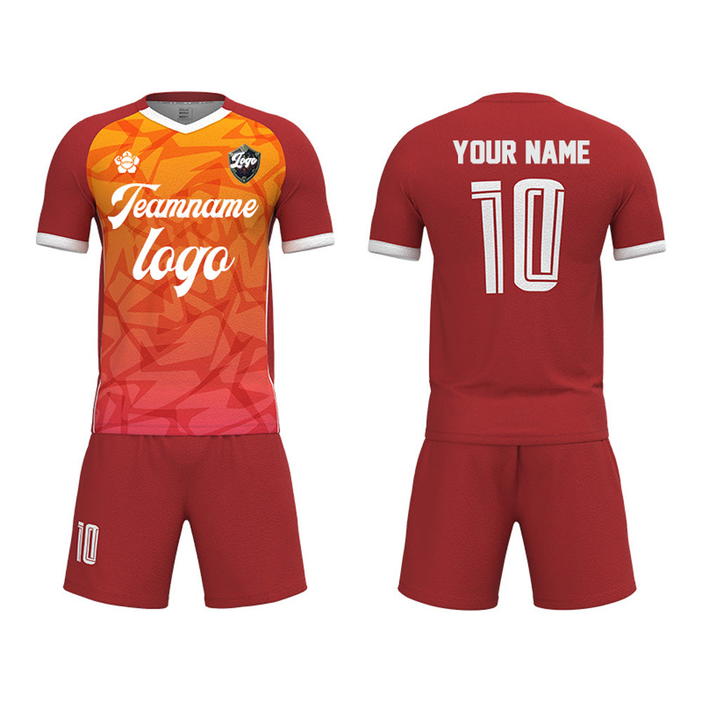 Custom V-Neck Jersey Soccer Uniform with Logo Text Number